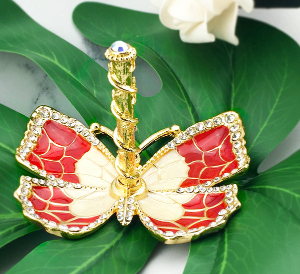 Butterfly Jewelry Ring Holder, Red