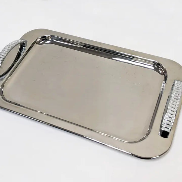 Silver Glitter Handle Tray