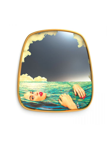 Seletti Mirror Gold Frame, Sea Girl