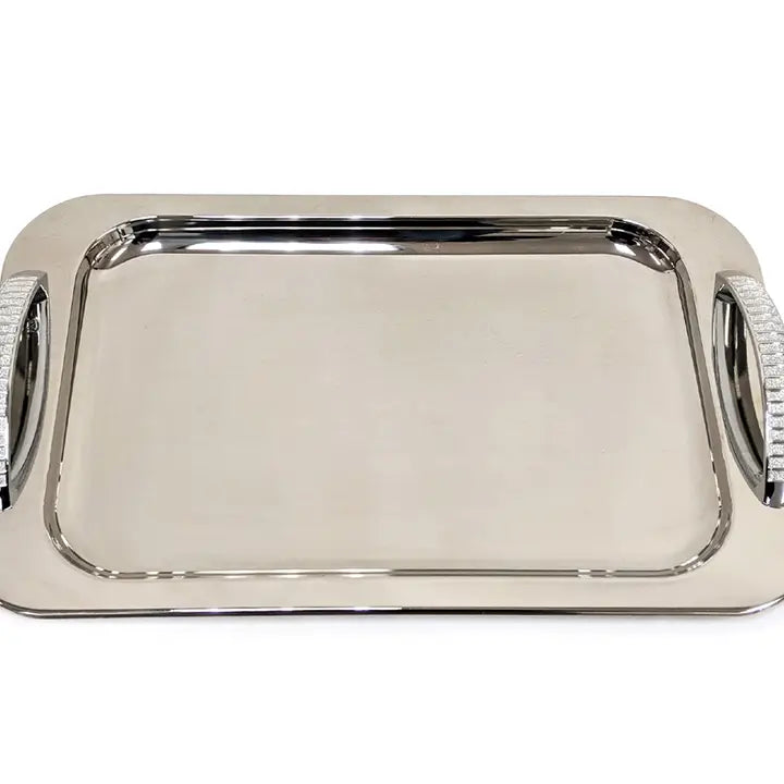 Silver Glitter Handle Tray