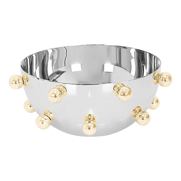 Stainless Steel Salad Bowl With Gold Balls