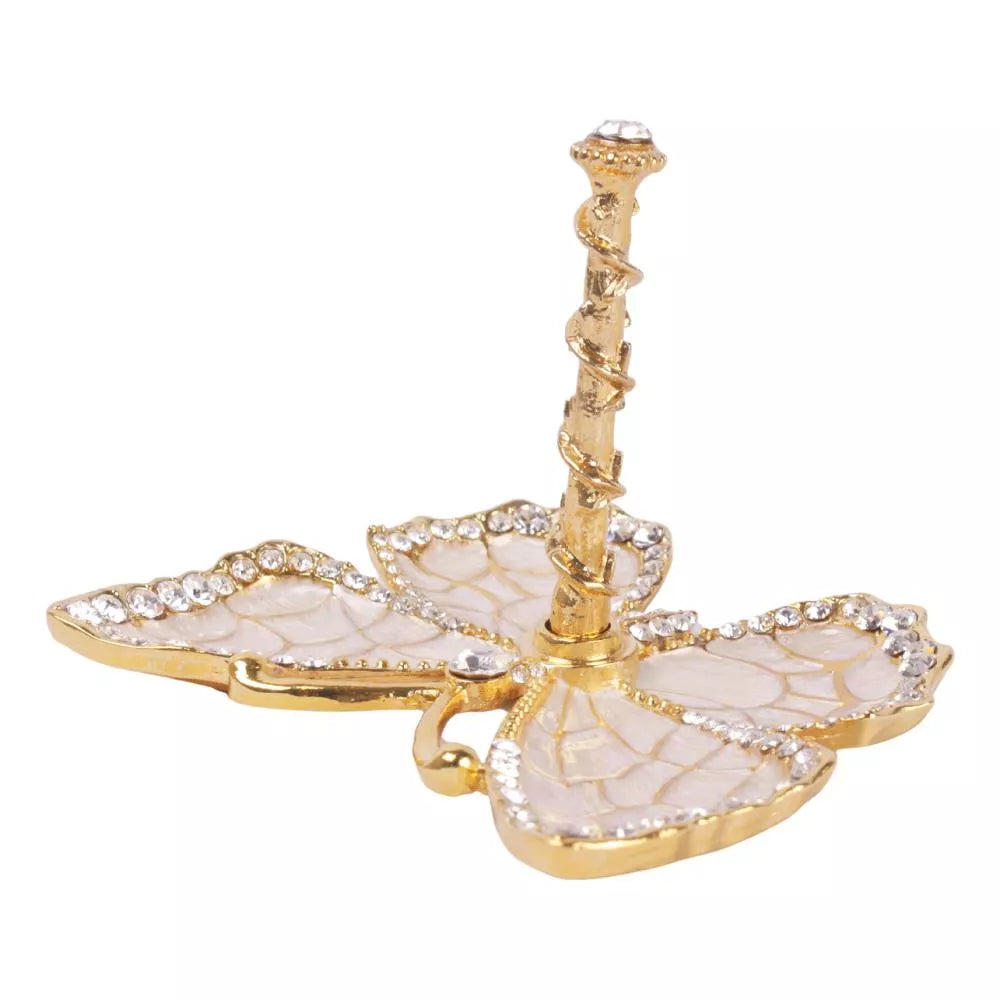 Butterfly Jewelry Ring Holder, White