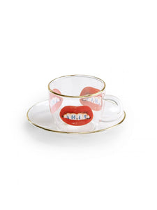 Glass Coffee Set Lips Sh*t by Seletti