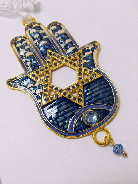 Hamsa Star Design Blessing Ornament Blue