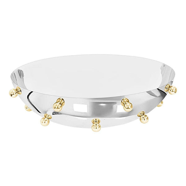 Stainless Steel Salad Bowl With Gold Balls