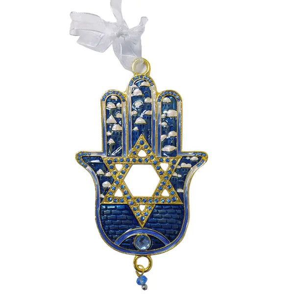 Hamsa Star Design Blessing Ornament Blue