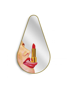 Seletti Gold Frame Mirror Pear Shape, Tongue