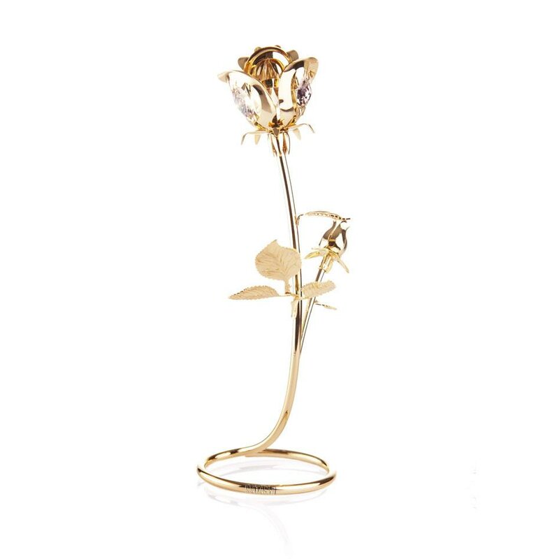 24K Gold Plated Rose with Clear-Cut Crystals