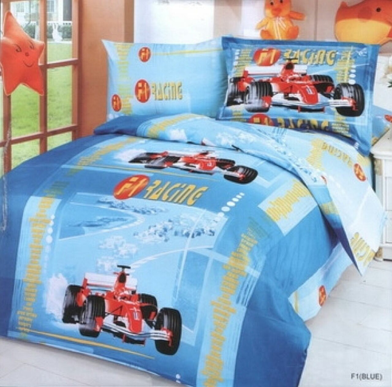 Racing Car Blue Luxury Duvet Cover Bedding Set