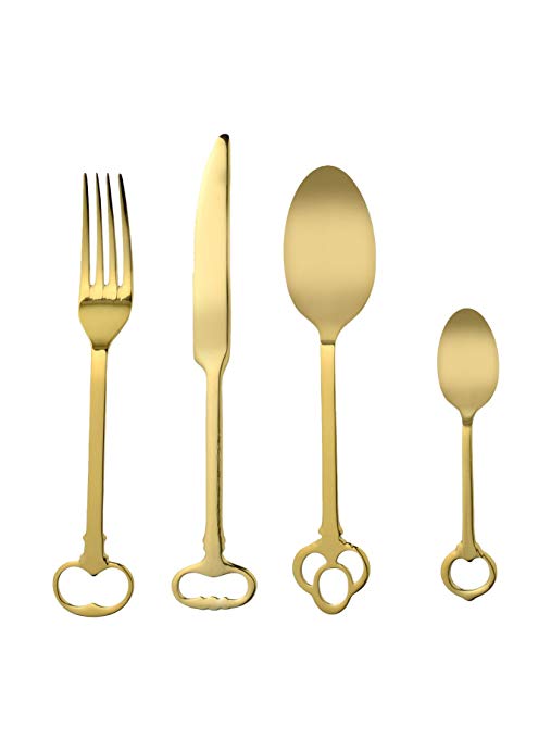 Flatware Seletti Keytlery Gold, Set 24 Pieces