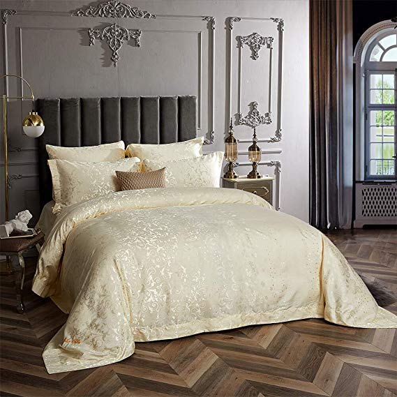 Ivory Jacquard Luxury Duvet Cover Bedding Set