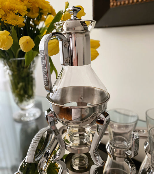 Teapot and Warmer Set, Silver Glitter