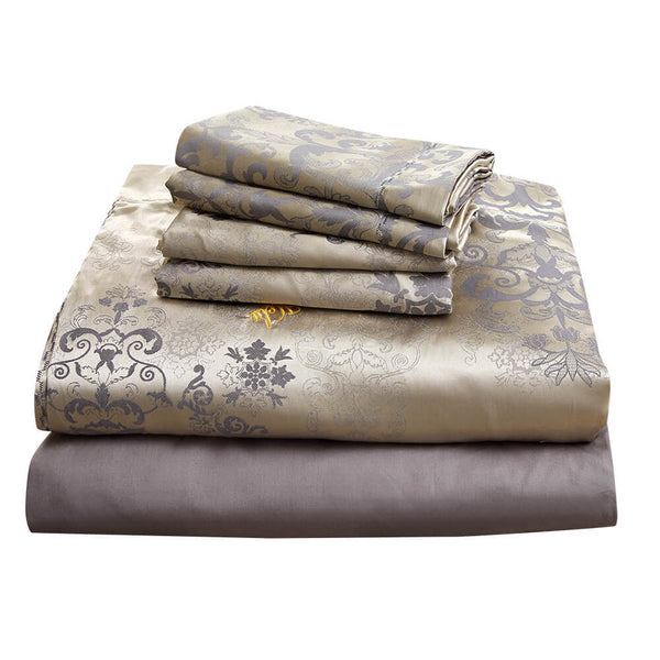 Beige Jacquard Luxury Duvet Cover Bedding Set