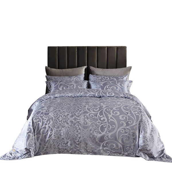 Purple Jacquard Luxury Duvet Cover Bedding Set