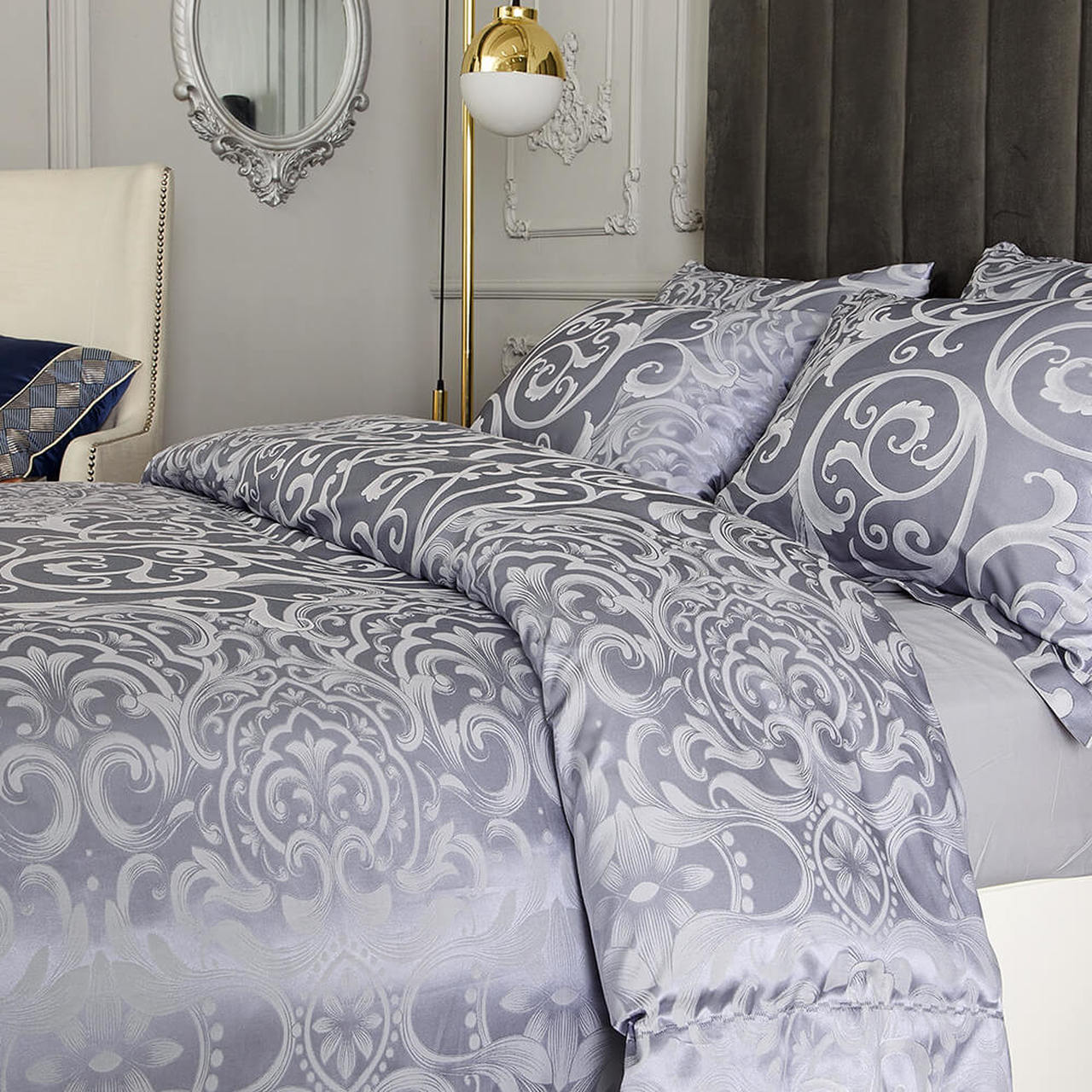 Purple Jacquard Luxury Duvet Cover Bedding Set