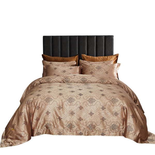 Golden Jacquard Luxury Duvet Cover Bedding Set
