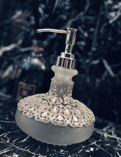 Soap Dispenser Ornate Victorian Design with Crystals