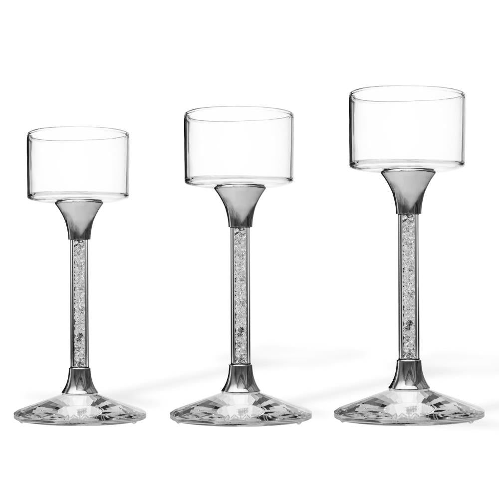 Crystal Candle Holders, Set of 3