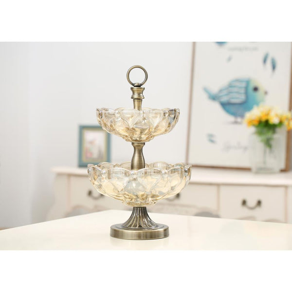 Vintage Design Two-Tier Glass Server