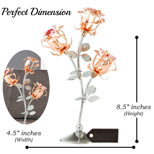 Rose Gold Flower Tabletop Ornament with Crystals