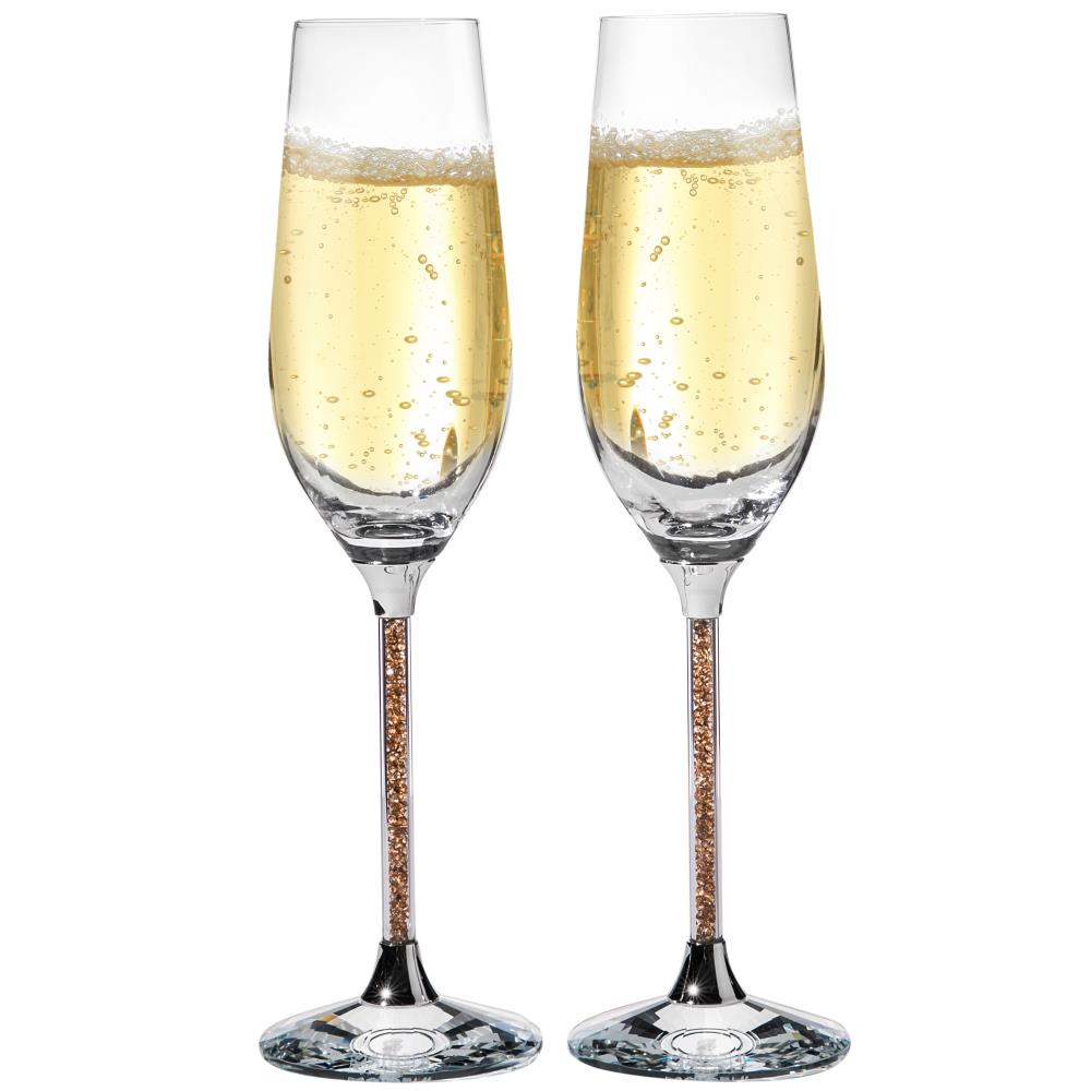 Champagne Flute with Gold Crystals, Set of 2