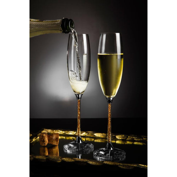 Champagne Flute with Gold Crystals, Set of 2