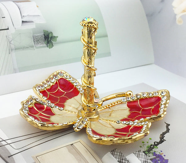 Butterfly Jewelry Ring Holder, Red