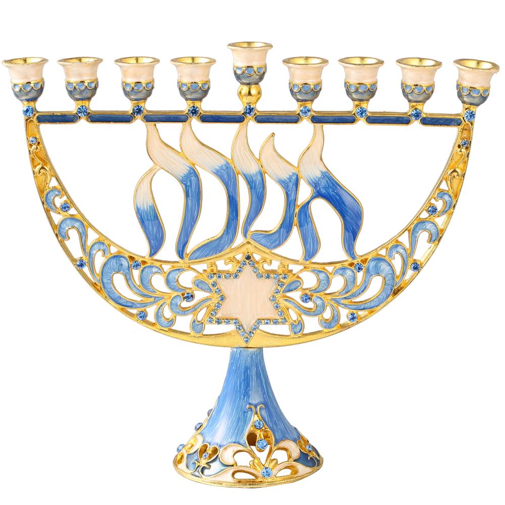 Menorah with Star of David and Hanukkah Design