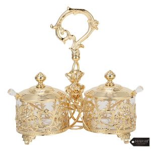 Crystal Studded Candy Dish, 24K Gold Plated