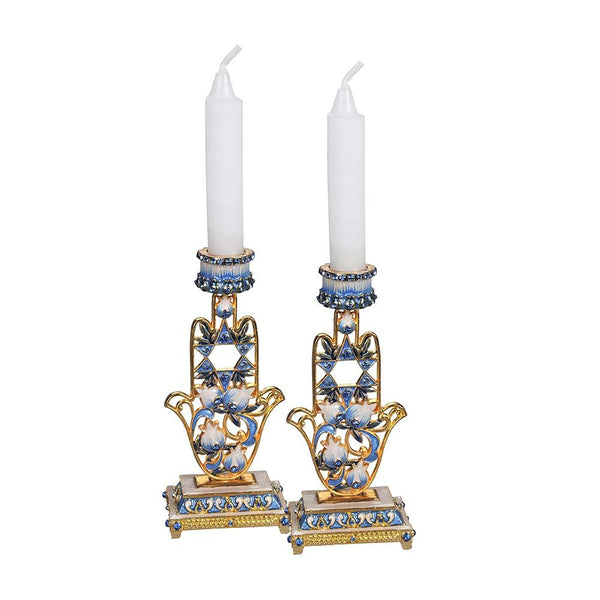 Candle Holder Hamsa Hand with Crystals, Set of 2