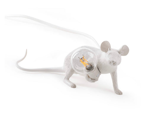 Mouse Lamp Laying Seletti, White