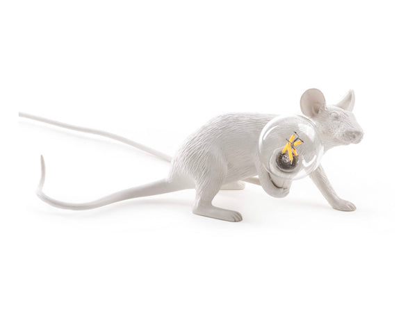 Mouse Lamp Laying Seletti, White