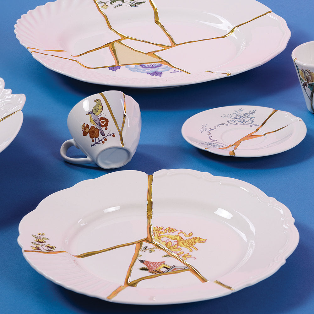Assiette à Fruits En Porcelaine Kintsugi Seletti - Dorure Or 24 Carats | Déco De Table élégante Et Artistique