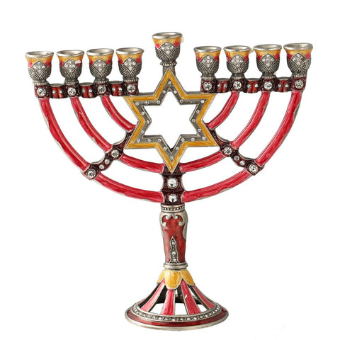 Menorah Star of David Design Red